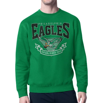 Men's Starter Kelly Green Philadelphia Eagles Team Retro Logo Fleece Tri-Blend Pullover Hoodie