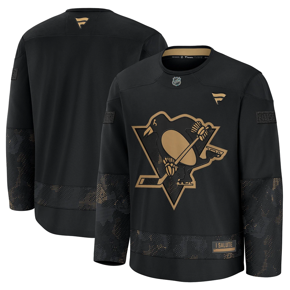 Men's Fanatics Black Pittsburgh Penguins 2024 Military Appreciation Practice Jersey