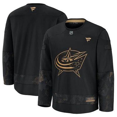 Men's Fanatics Black Columbus Blue Jackets 2024 Military Appreciation Practice Jersey