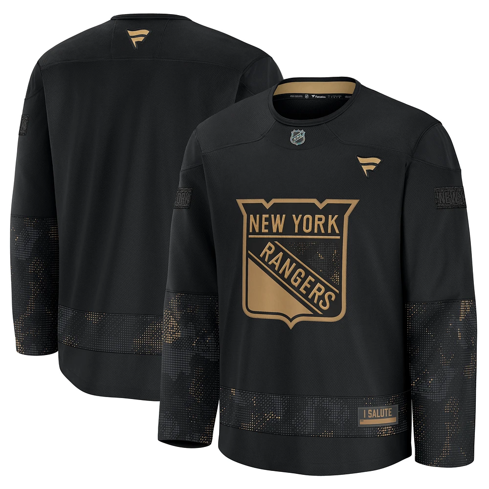 Men's Fanatics Black New York Rangers 2024 Military Appreciation Practice Jersey