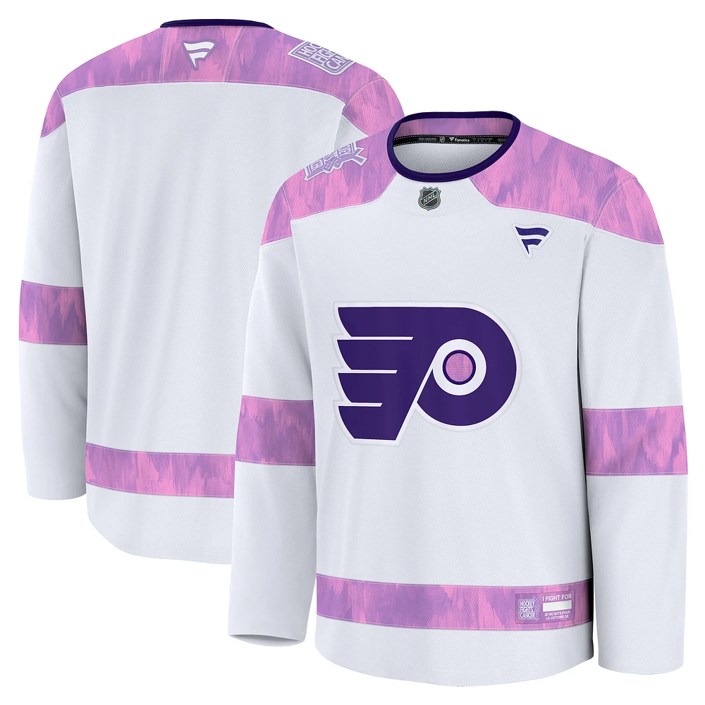 Men's Fanatics White Philadelphia Flyers 2024 Hockey Fights Cancer Practice Jersey