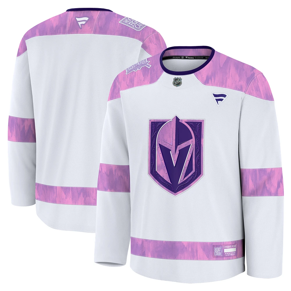 Men's Fanatics White Vegas Golden Knights 2024 Hockey Fights Cancer Practice Jersey