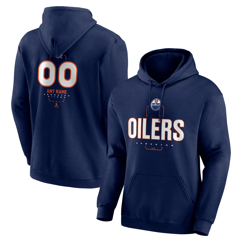 Men's Navy Edmonton Oilers Personalized Name & Number Midfielder Pullover Hoodie