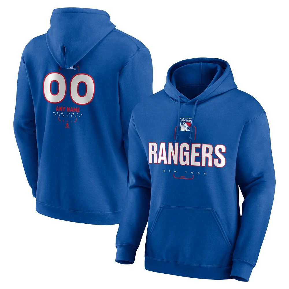 Men's Blue New York Rangers Personalized Name & Number Midfielder Pullover Hoodie