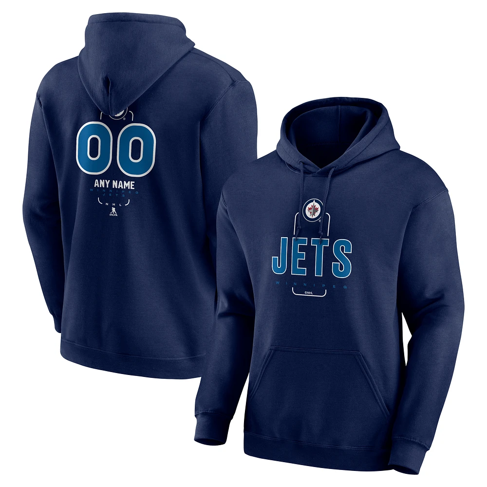 Men's Navy Winnipeg Jets Personalized Name & Number Midfielder Pullover Hoodie