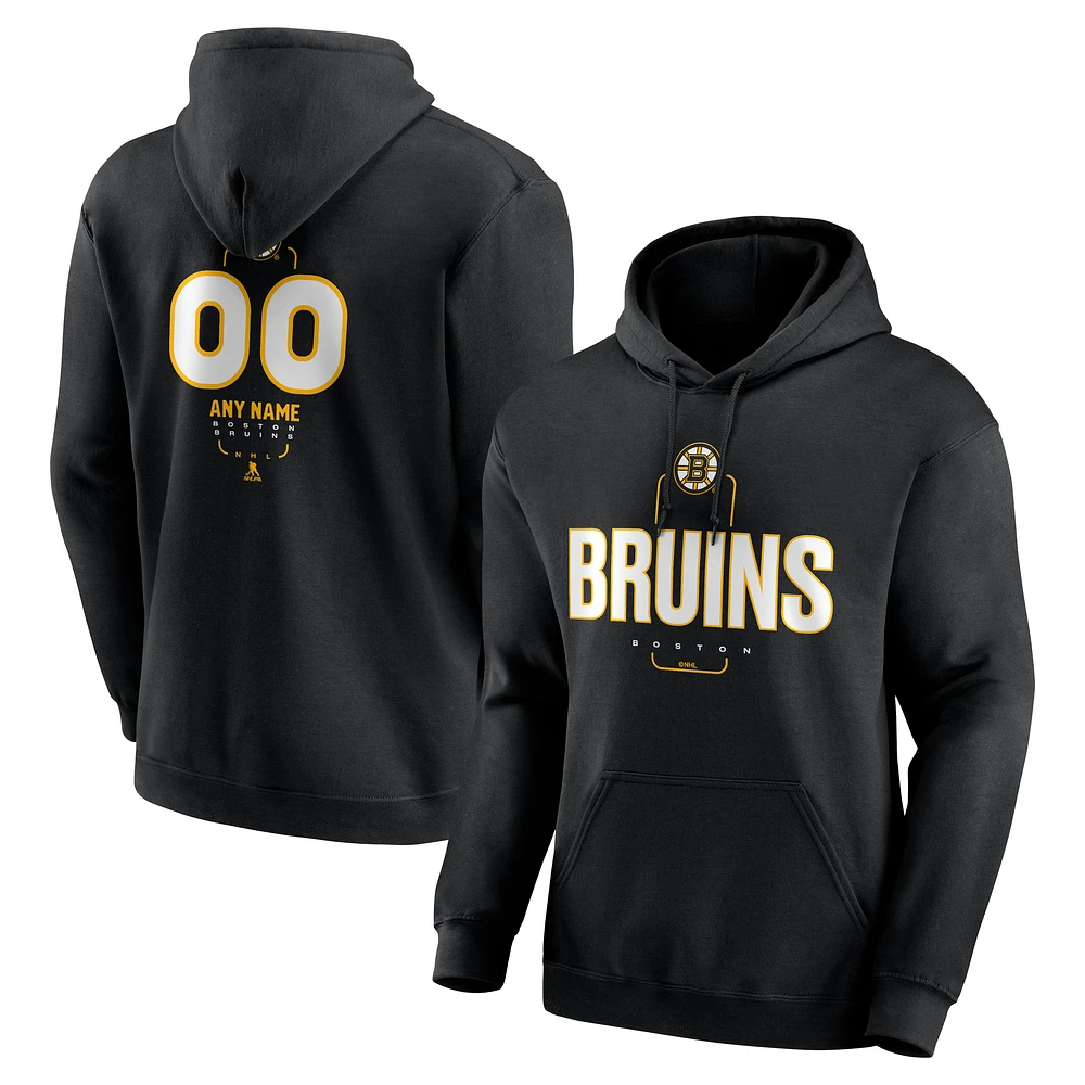 Men's Black Boston Bruins Personalized Name & Number Midfielder Pullover Hoodie