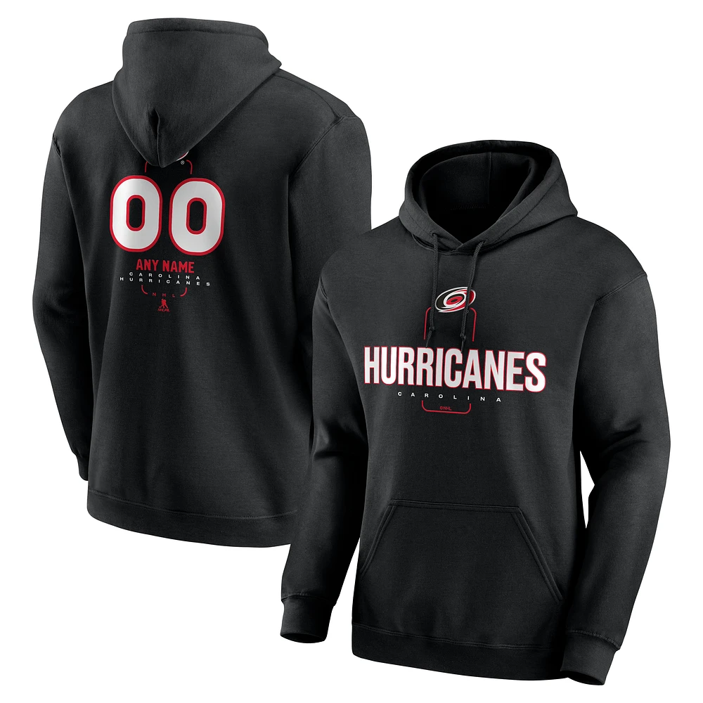Men's Black Carolina Hurricanes Personalized Name & Number Midfielder Pullover Hoodie