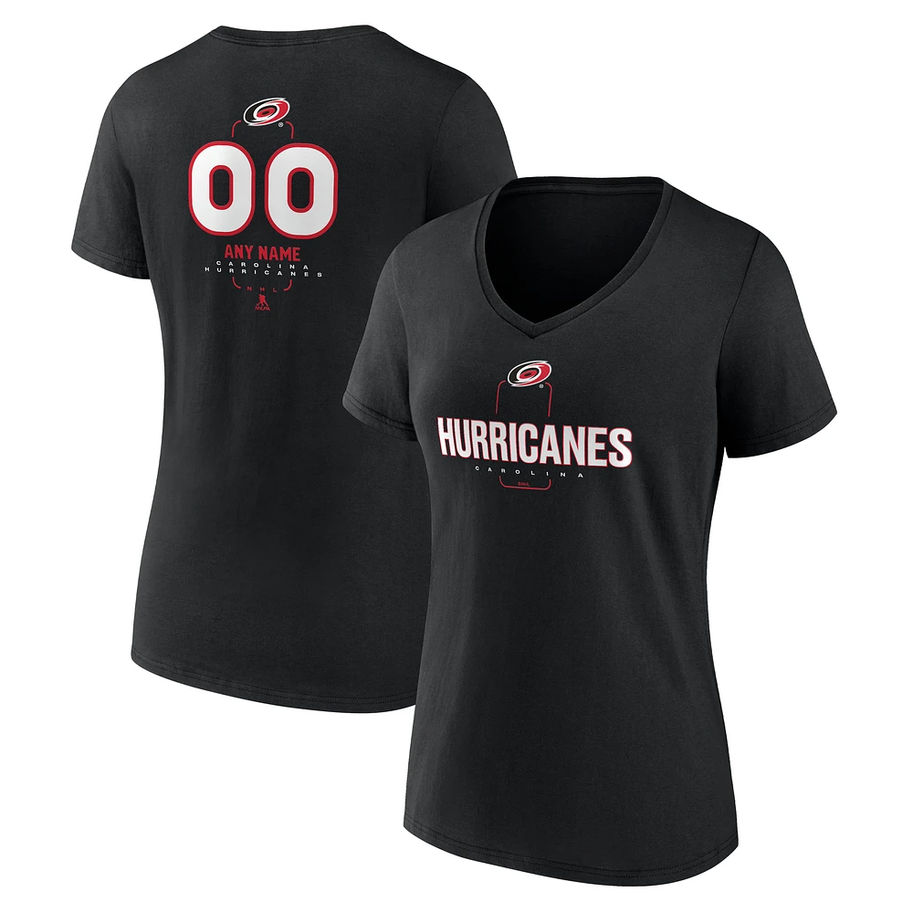 Women's Black Carolina Hurricanes Personalized Name & Number Midfielder V-Neck T-Shirt