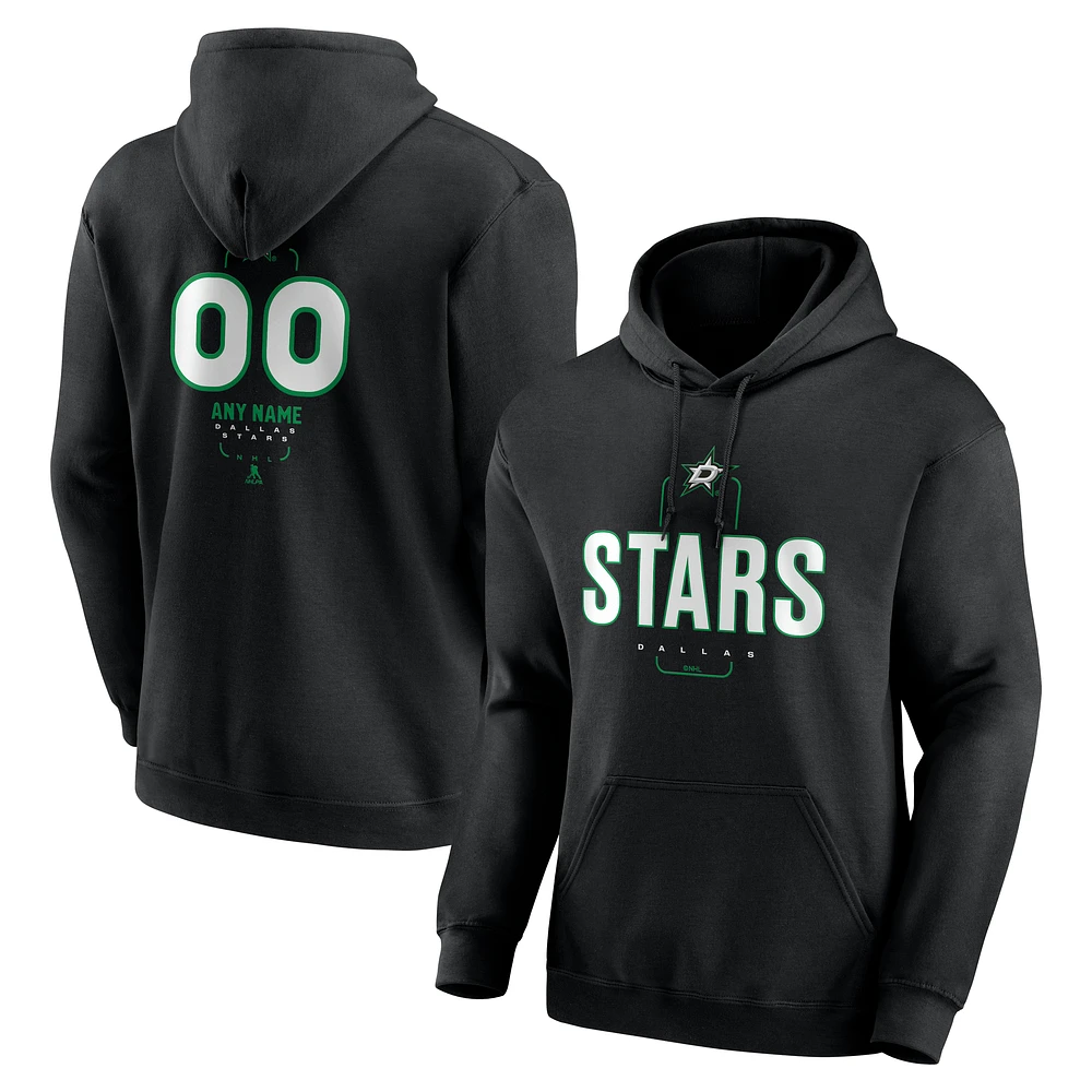 Men's Black Dallas Stars Personalized Name & Number Midfielder Pullover Hoodie
