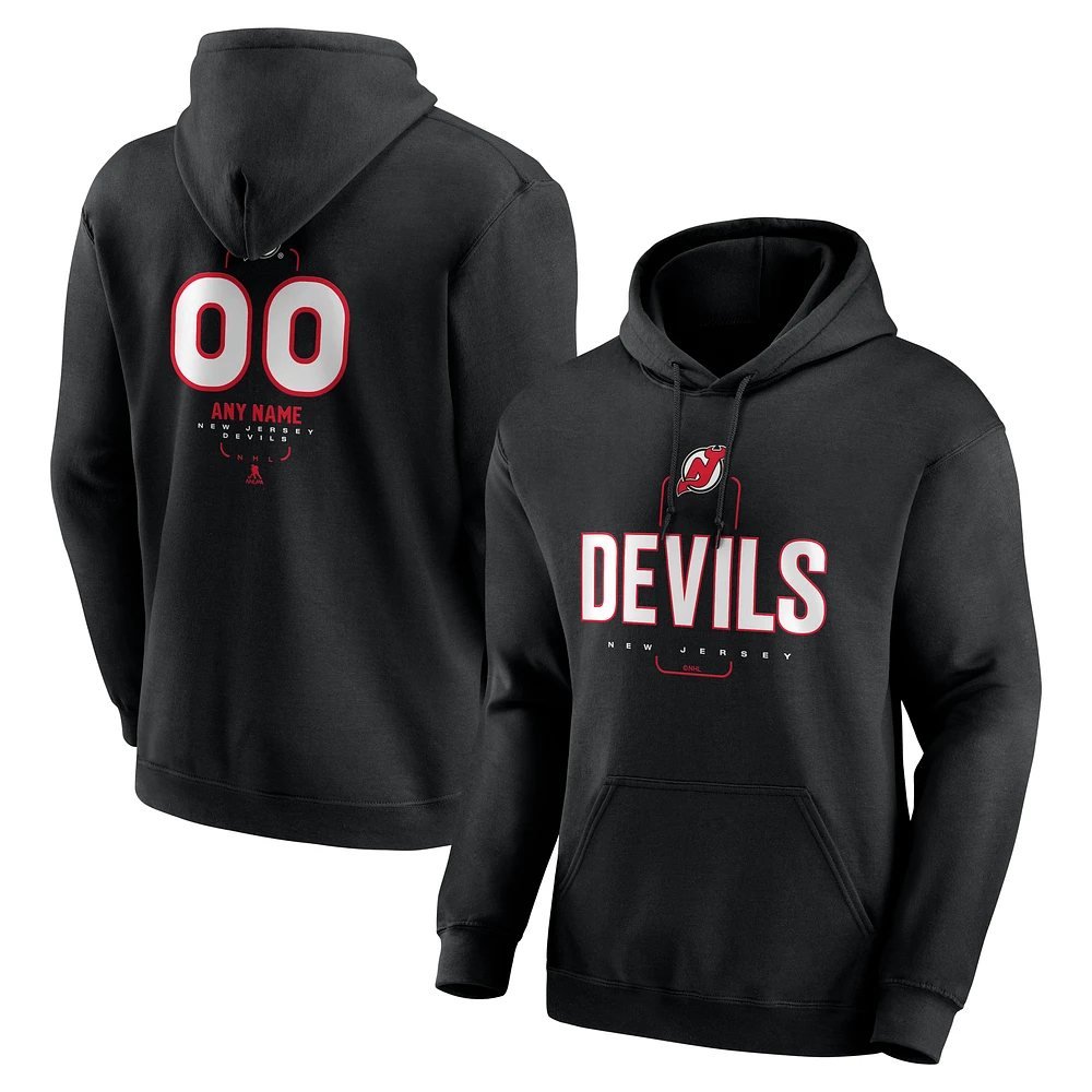 Men's Black New Jersey Devils Personalized Name & Number Midfielder Pullover Hoodie