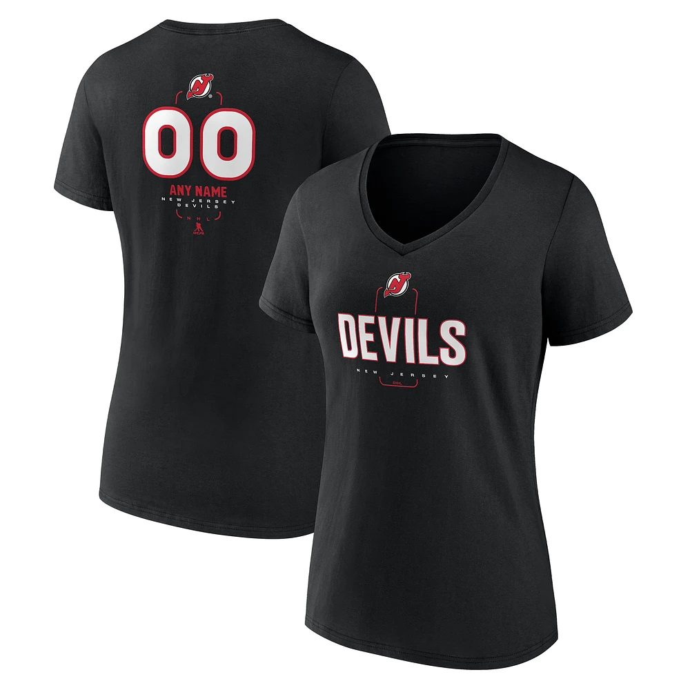 Women's Black New Jersey Devils Personalized Name & Number Midfielder V-Neck T-Shirt