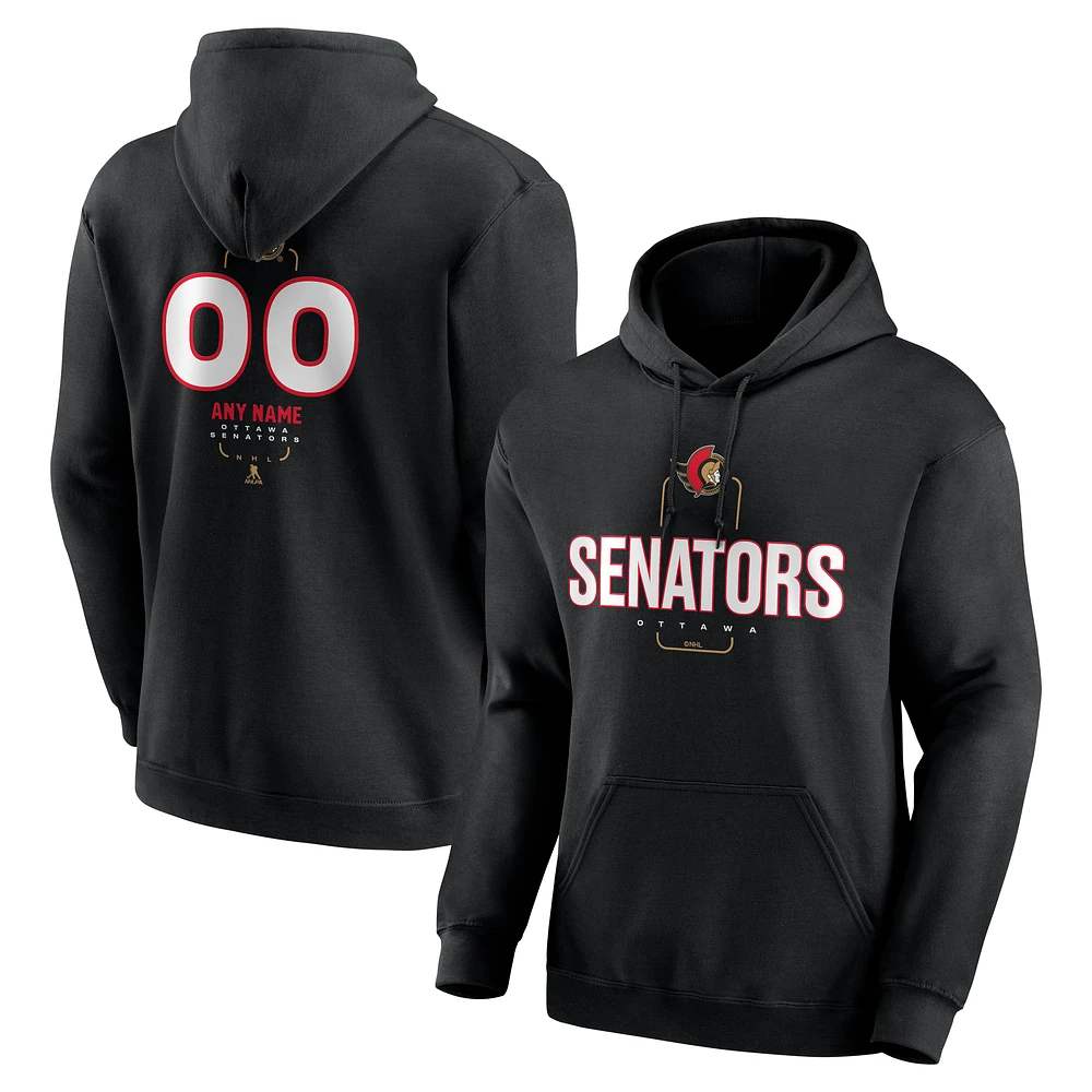 Men's Black Ottawa Senators Personalized Name & Number Midfielder Pullover Hoodie