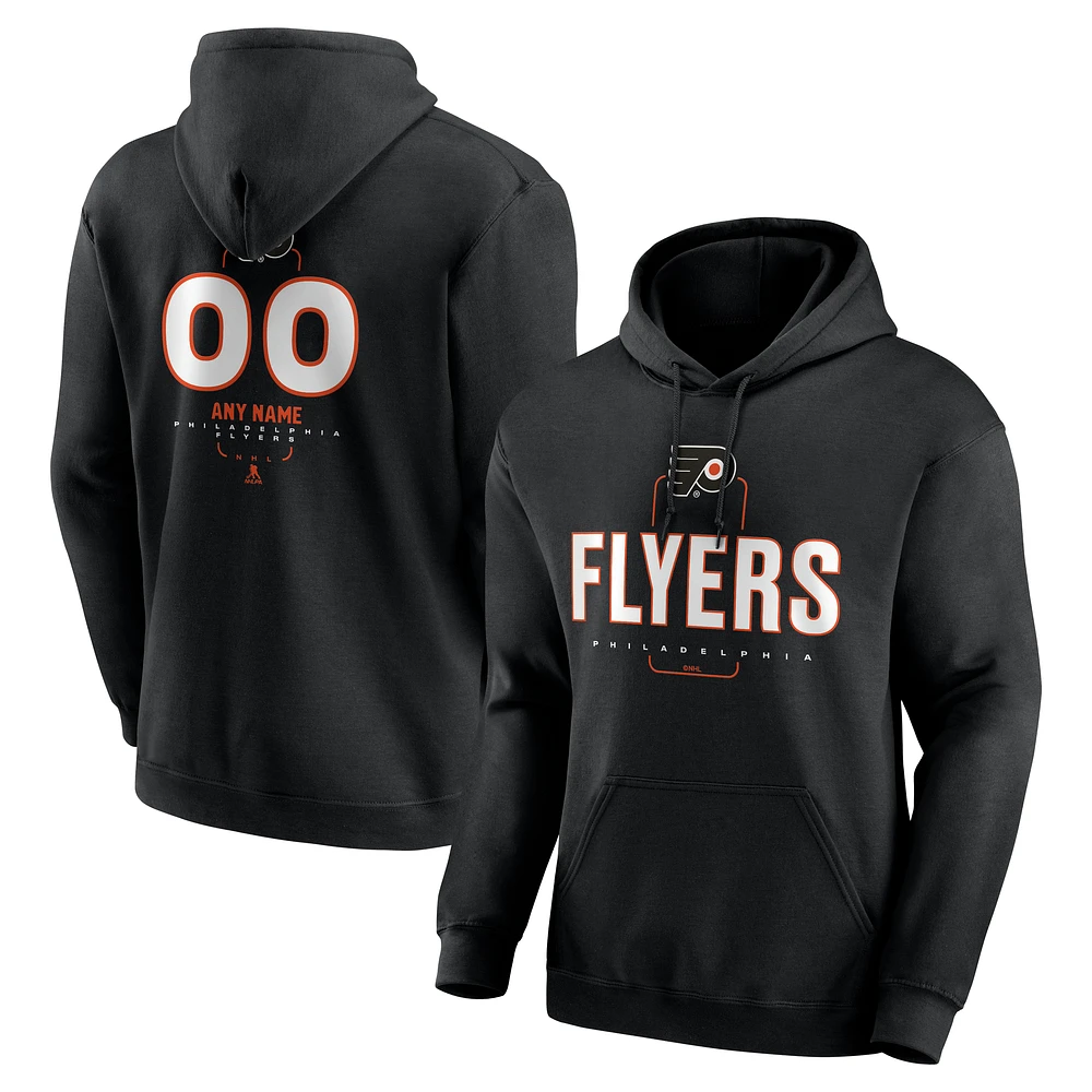 Men's Black Philadelphia Flyers Personalized Name & Number Midfielder Pullover Hoodie