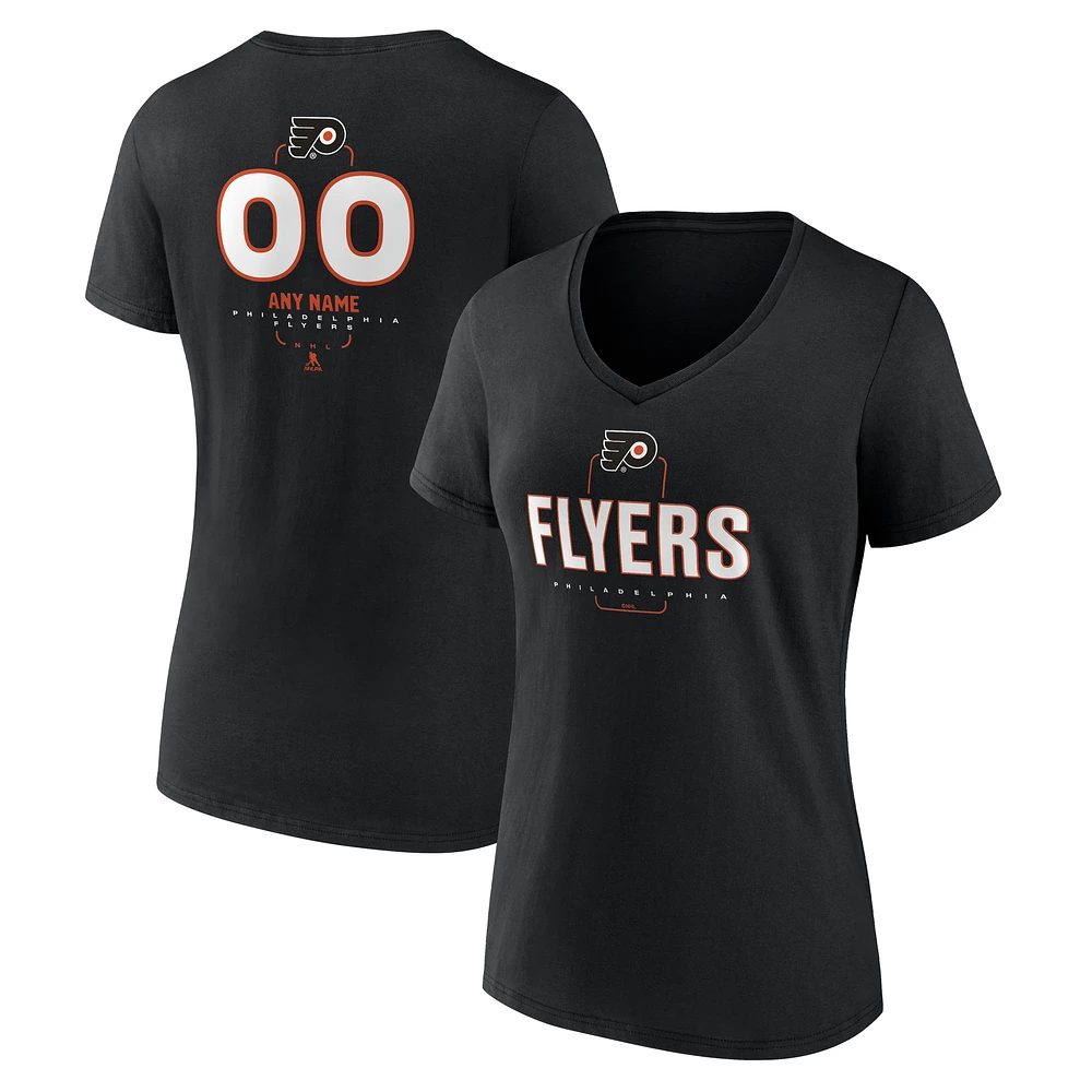 Women's Black Philadelphia Flyers Personalized Name & Number Midfielder V-Neck T-Shirt