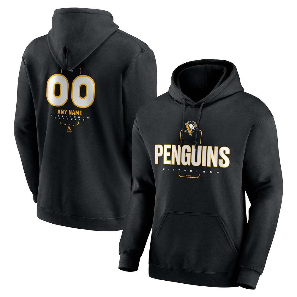 Men's Black Pittsburgh Penguins Personalized Name & Number Midfielder Pullover Hoodie