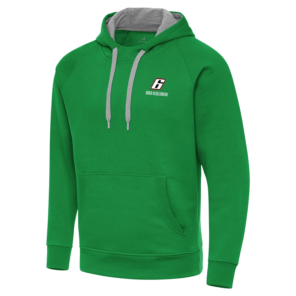 Men's Antigua Kelly Green Brad Keselowski Victory Pullover Hoodie