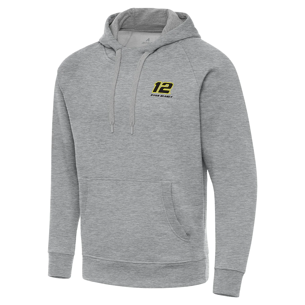 Men's Antigua Heather Gray Ryan Blaney Victory Pullover Hoodie