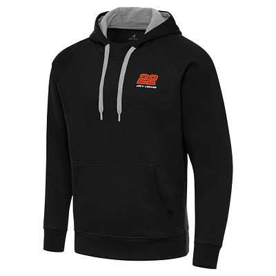 Men's Antigua Black Joey Logano Victory Pullover Hoodie