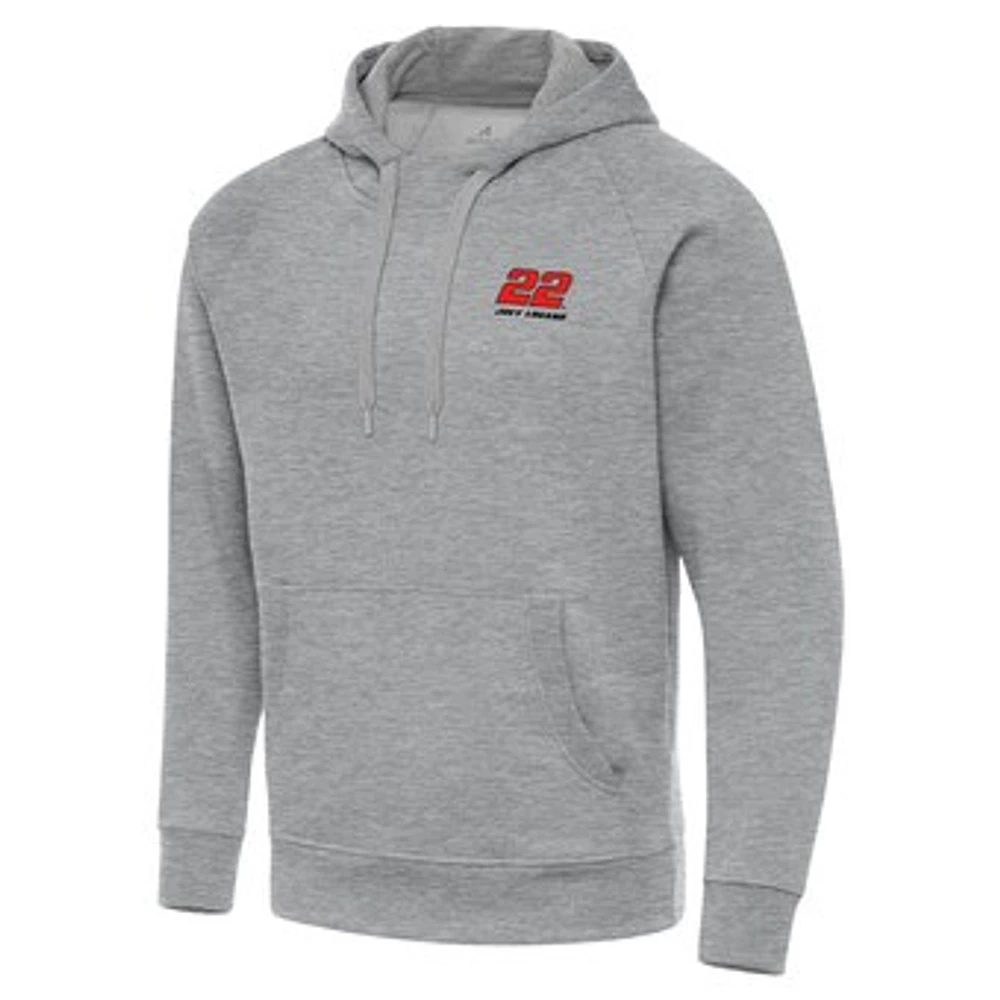 Men's Antigua Heather Gray Joey Logano Victory Pullover Hoodie