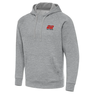 Men's Antigua Heather Gray Joey Logano Victory Pullover Hoodie