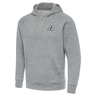 Men's Antigua Heather Gray Chris Buescher Victory Pullover Hoodie