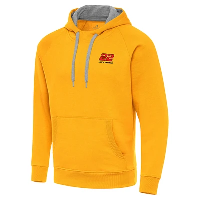 Men's Antigua Gold Joey Logano Victory Pullover Hoodie