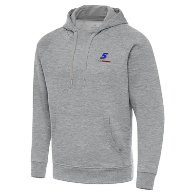 Men's Antigua Heather Gray Kyle Larson Victory Pullover Hoodie