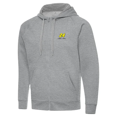 Men's Antigua Heather Gray Jeff Gordon Victory Full-Zip Hoodie