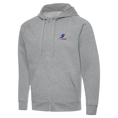 Men's Antigua Heather Gray Kyle Larson Victory Full-Zip Hoodie