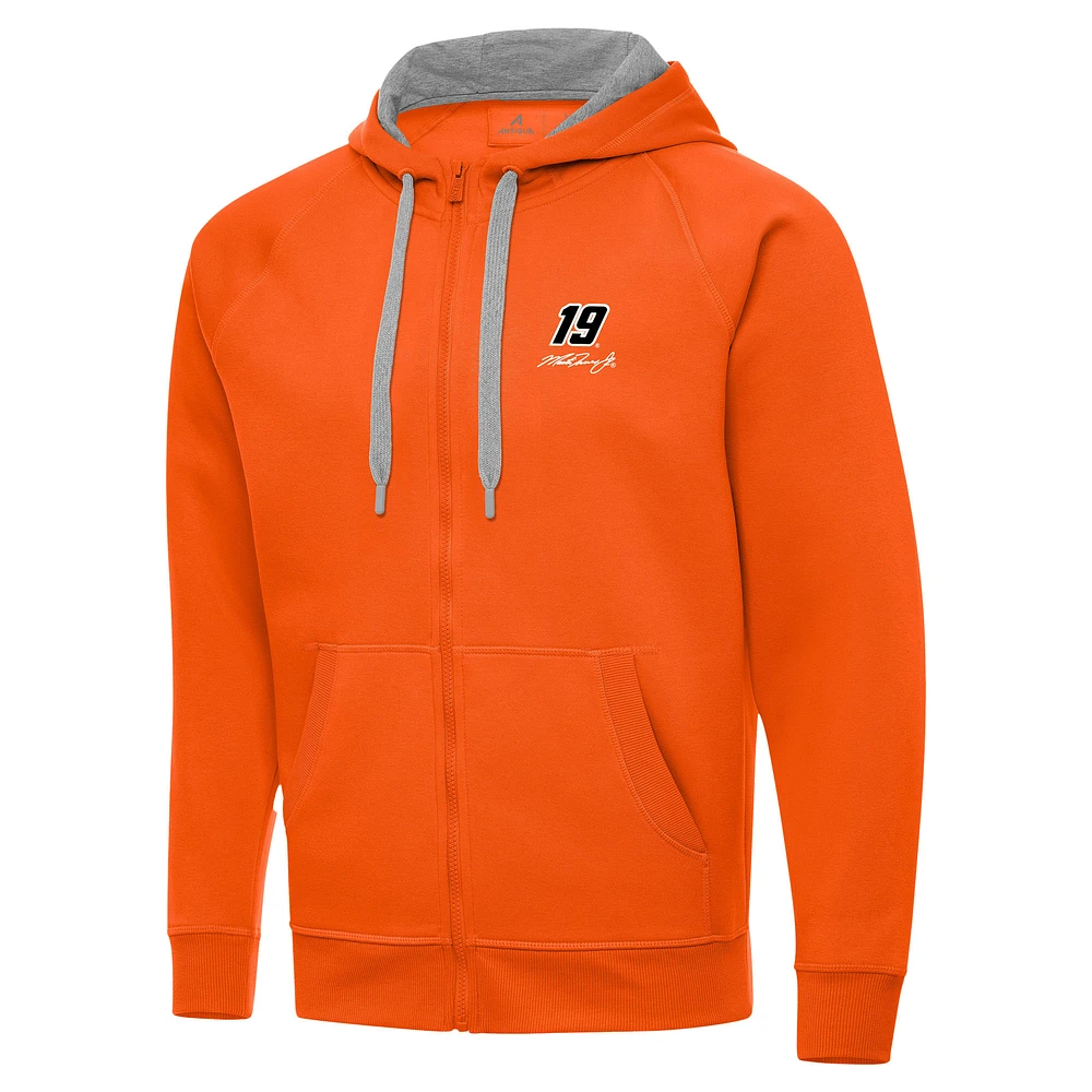 Men's Antigua Orange Martin Truex Jr Victory Full-Zip Hoodie