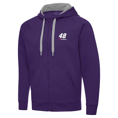 Men's Antigua Purple Alex Bowman Victory Full-Zip Hoodie