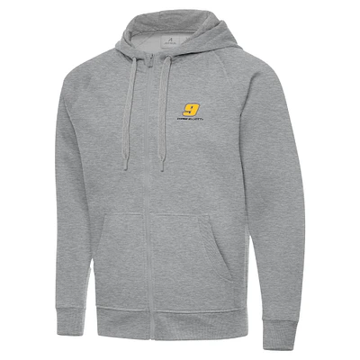 Men's Antigua Heather Gray Chase Elliott Victory Full-Zip Hoodie