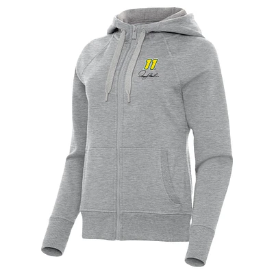 Women's Antigua Heather Gray Denny Hamlin Victory Full-Zip Hoodie