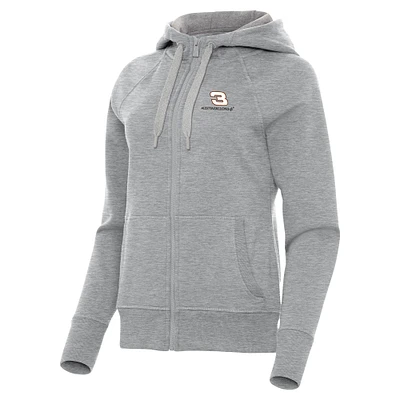Women's Antigua Heather Gray Austin Dillon Victory Full-Zip Hoodie