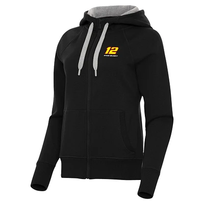 Women's Antigua Black Ryan Blaney Victory Full-Zip Hoodie