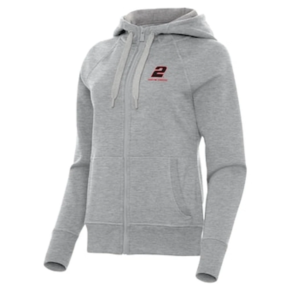 Women's Antigua Heather Gray Austin Cindric Victory Full-Zip Hoodie
