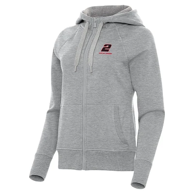 Women's Antigua Heather Gray Austin Cindric Victory Full-Zip Hoodie