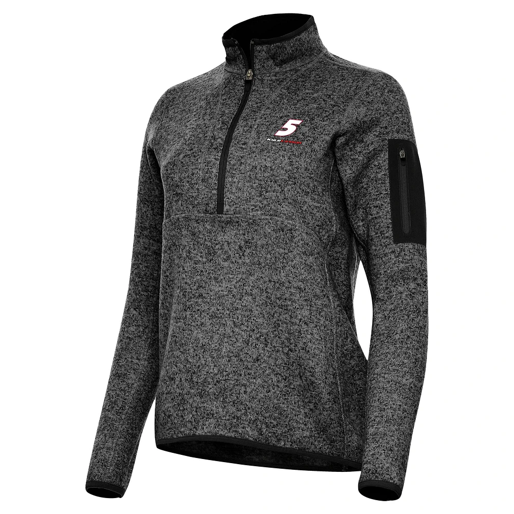 Women's Antigua Heather Black Kyle Larson Fortune Half-Zip Pullover Jacket