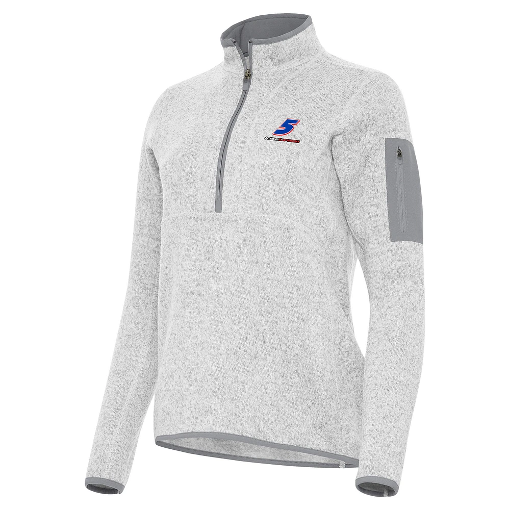 Women's Antigua Heather Gray Kyle Larson Fortune Half-Zip Pullover Jacket