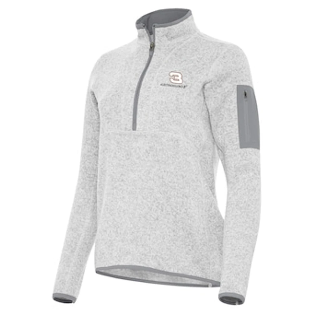 Women's Antigua Heather Gray Austin Dillon Fortune Half-Zip Pullover Jacket