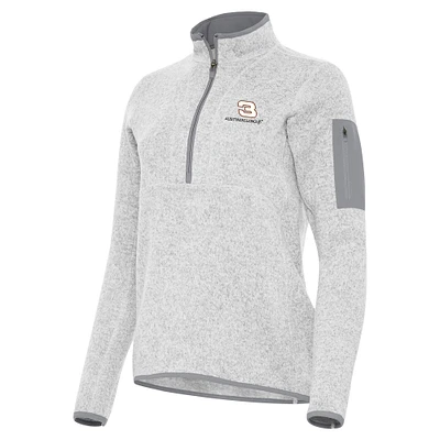 Women's Antigua Heather Gray Austin Dillon Fortune Half-Zip Pullover Jacket