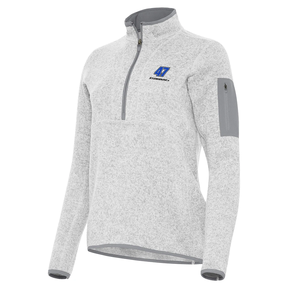 Women's Antigua Heather Gray Ricky Stenhouse Jr. Fortune Half-Zip Pullover Jacket