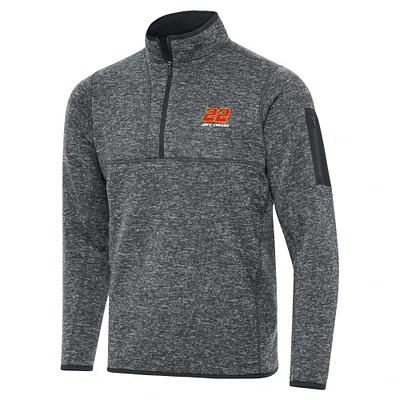 Men's Antigua Heather Gray Joey Logano Big & Tall Fortune Quarter-Zip Pullover Jacket