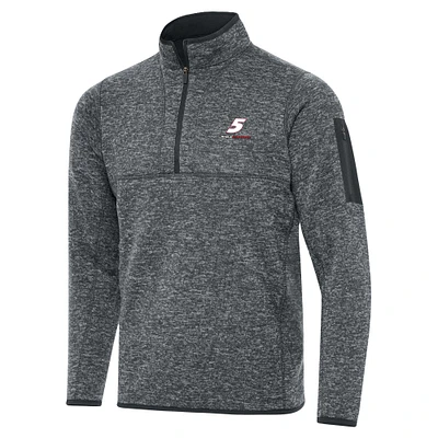 Men's Antigua Heather Gray Kyle Larson Big & Tall Fortune Quarter-Zip Pullover Jacket