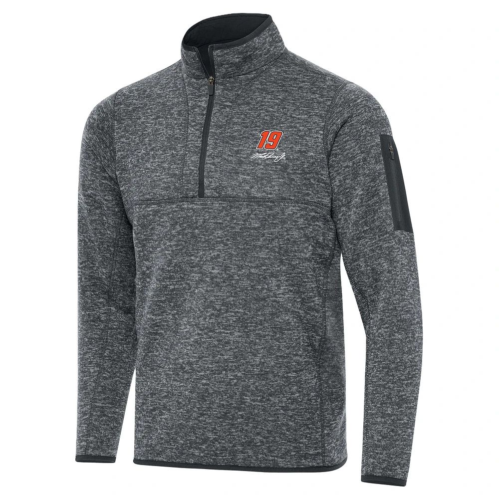 Men's Antigua Heather Gray Martin Truex Jr Big & Tall Fortune Quarter-Zip Pullover Jacket