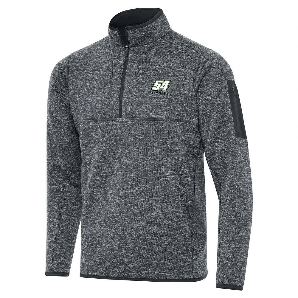 Men's Antigua Heather Gray Ty Gibbs Big & Tall Fortune Quarter-Zip Pullover Jacket