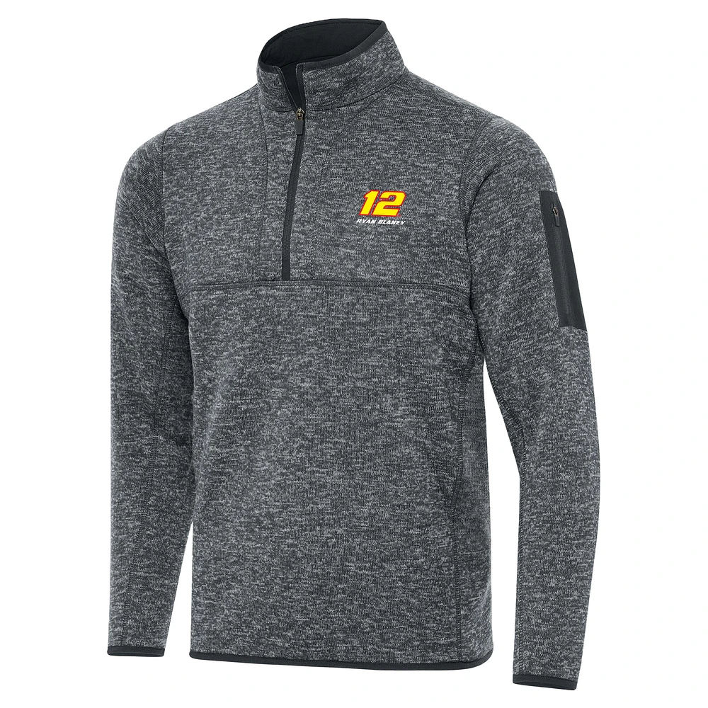 Men's Antigua Heather Gray Ryan Blaney Big & Tall Fortune Quarter-Zip Pullover Jacket