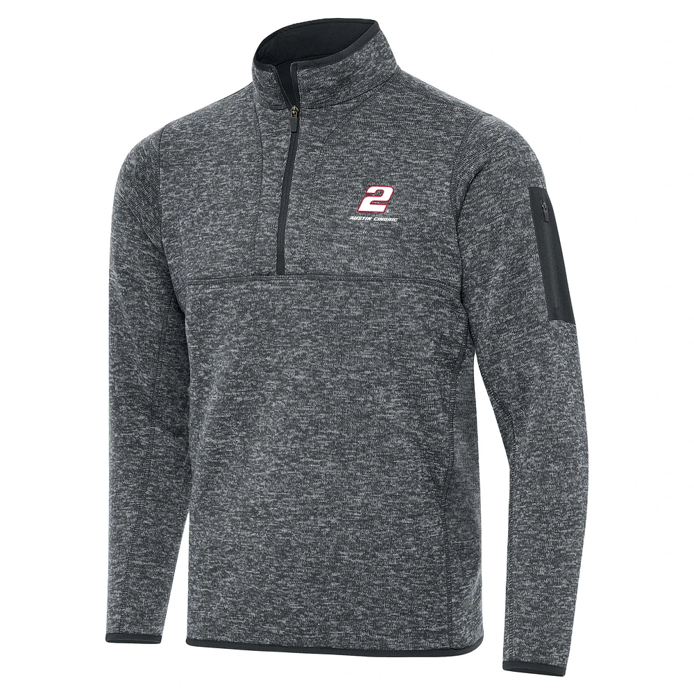 Men's Antigua Heather Gray Austin Cindric Big & Tall Fortune Quarter-Zip Pullover Jacket