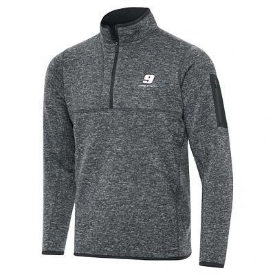 Men's Antigua Heather Gray Chase Elliott Big & Tall Fortune Quarter-Zip Pullover Jacket