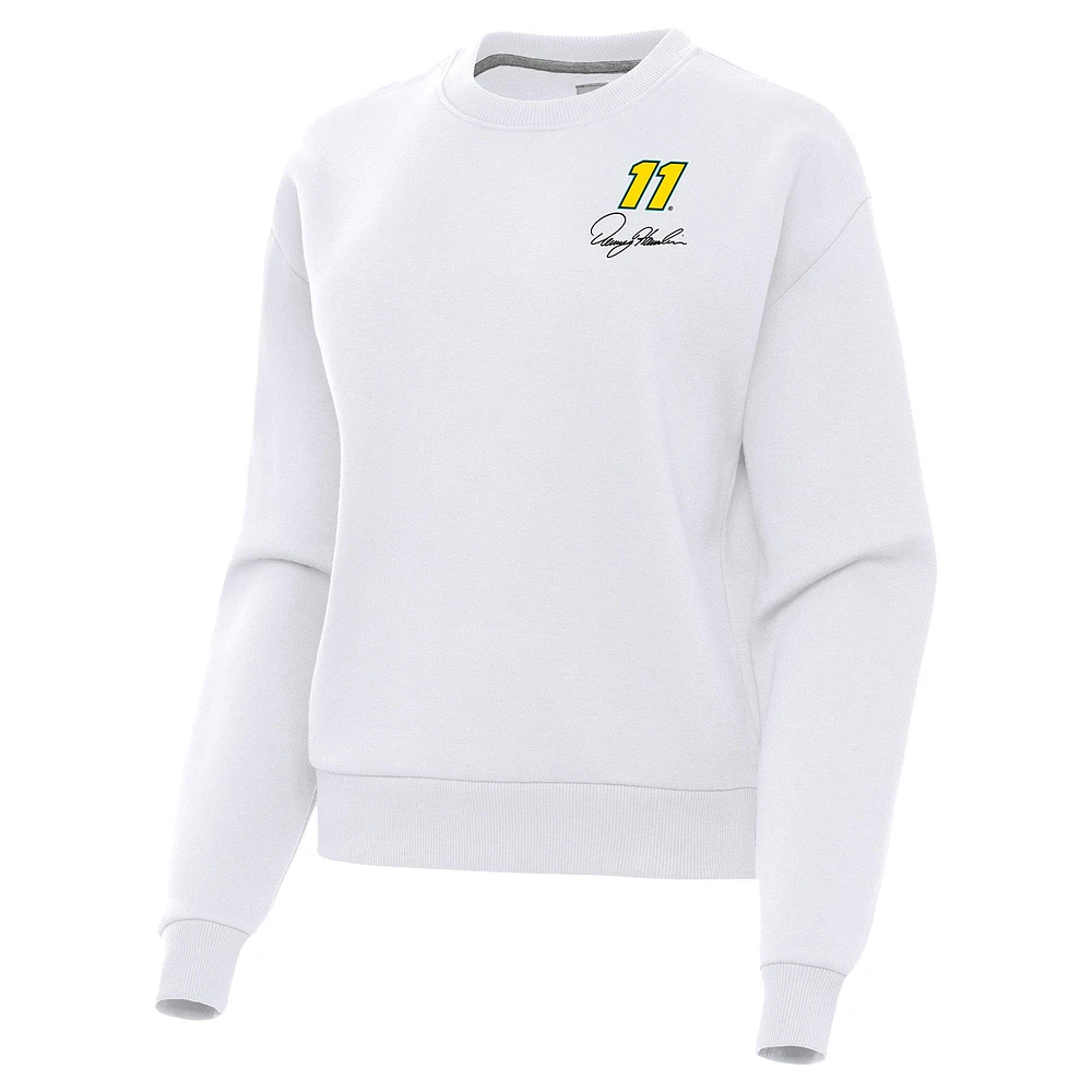 Women's Antigua White Denny Hamlin Victory Pullover Sweatshirt